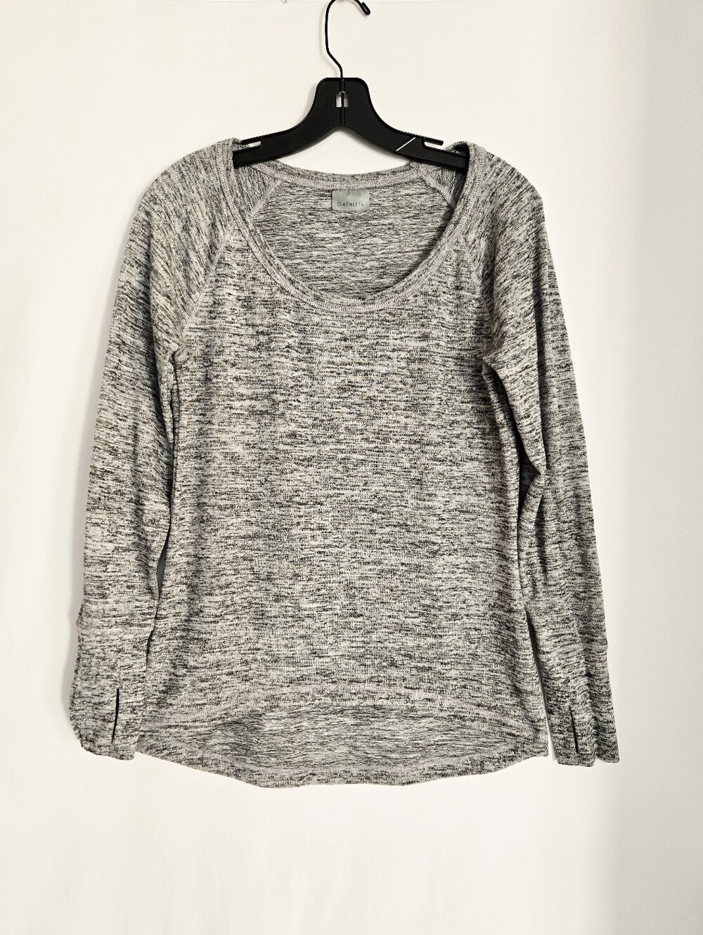Athleta Gray Marled Scoop-Neck Long Sleeve Sweater Shirt Size Small Athleisure